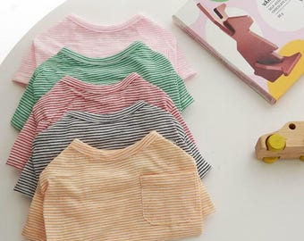 Pocket Stripe Dog Shirt: Lightweight Stretchy Pet Clothes for Small Dogs