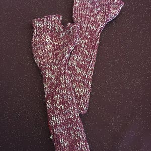 Burgundy sparkle long fingerless gloves