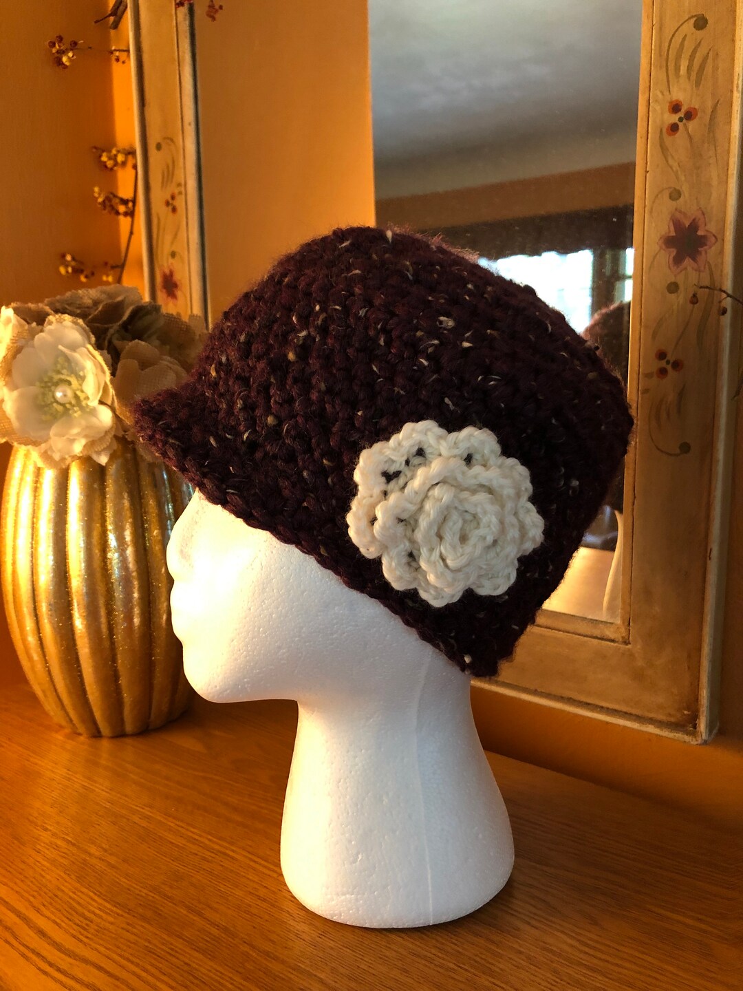 Chic Plum Cloche Hat with Ruffled Trim Plum Gaze Crochet Ruffle Hat - Etsy main image 2