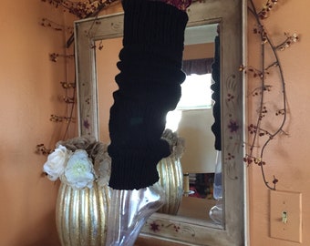 Black knitted leg warmers