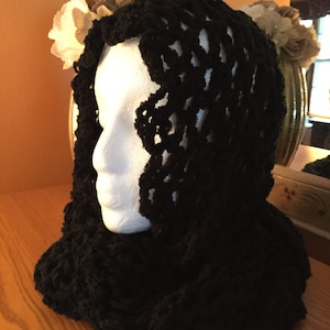 Lacy black infinity scarf