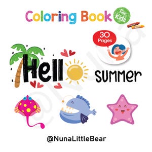 Summer Coloring Pages | Printable Summer Activity for Kids | A4 & US Letter PDF | Fun Beach Vacation Coloring Sheets |  Instant Download