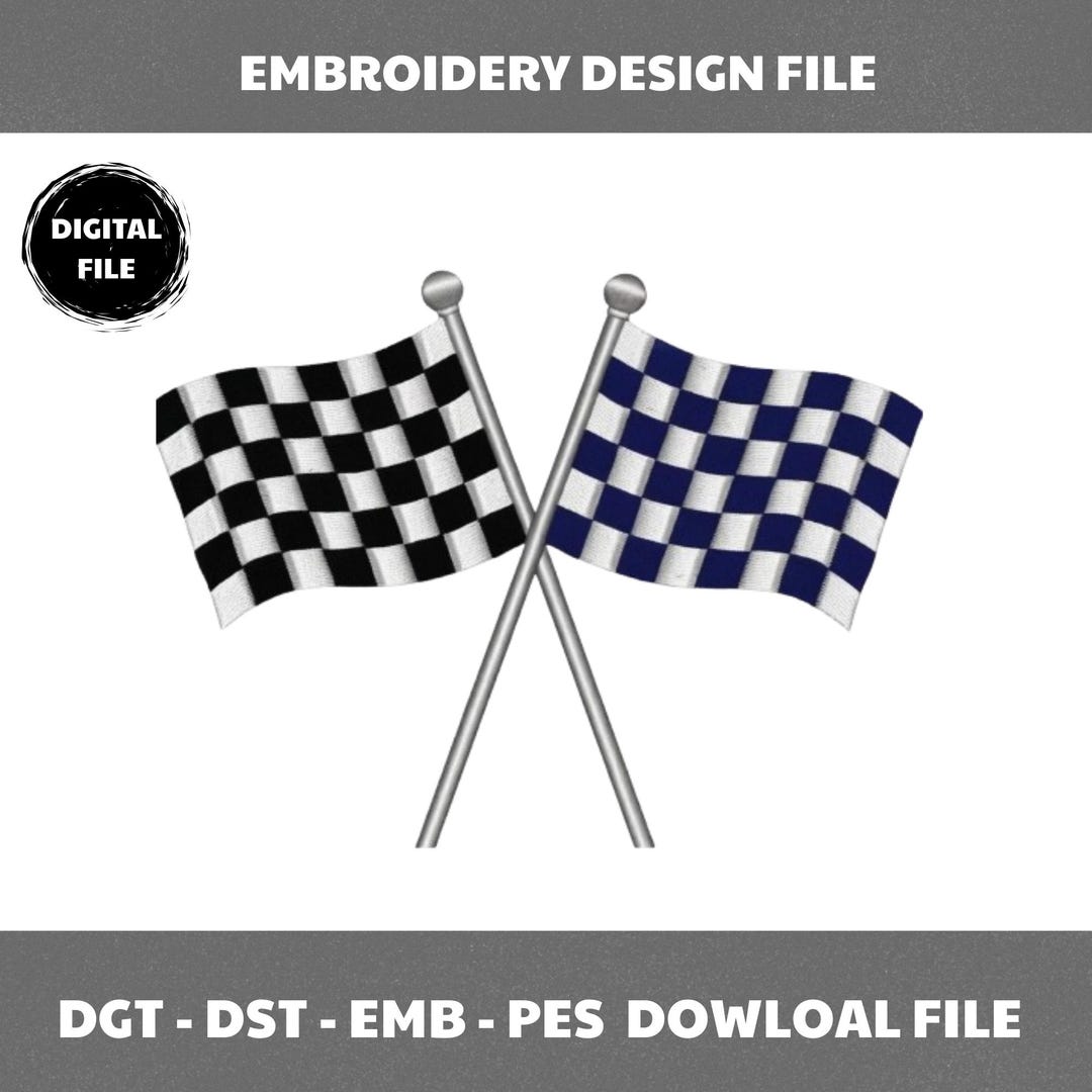 Race Car Flag Embroidery Design – 5 Sizes for Machine Embroidery ...