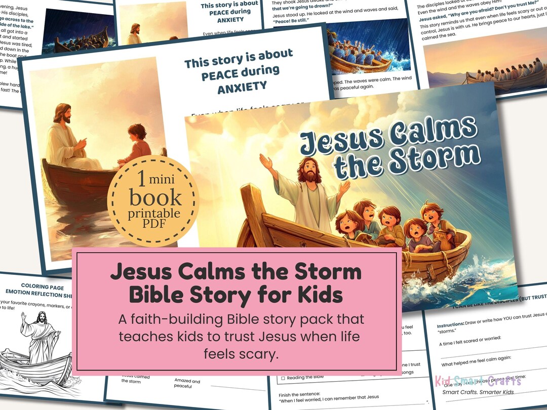 Jesus Calms the Storm Kids Bible Lesson Printable Homeschool Lessons ...