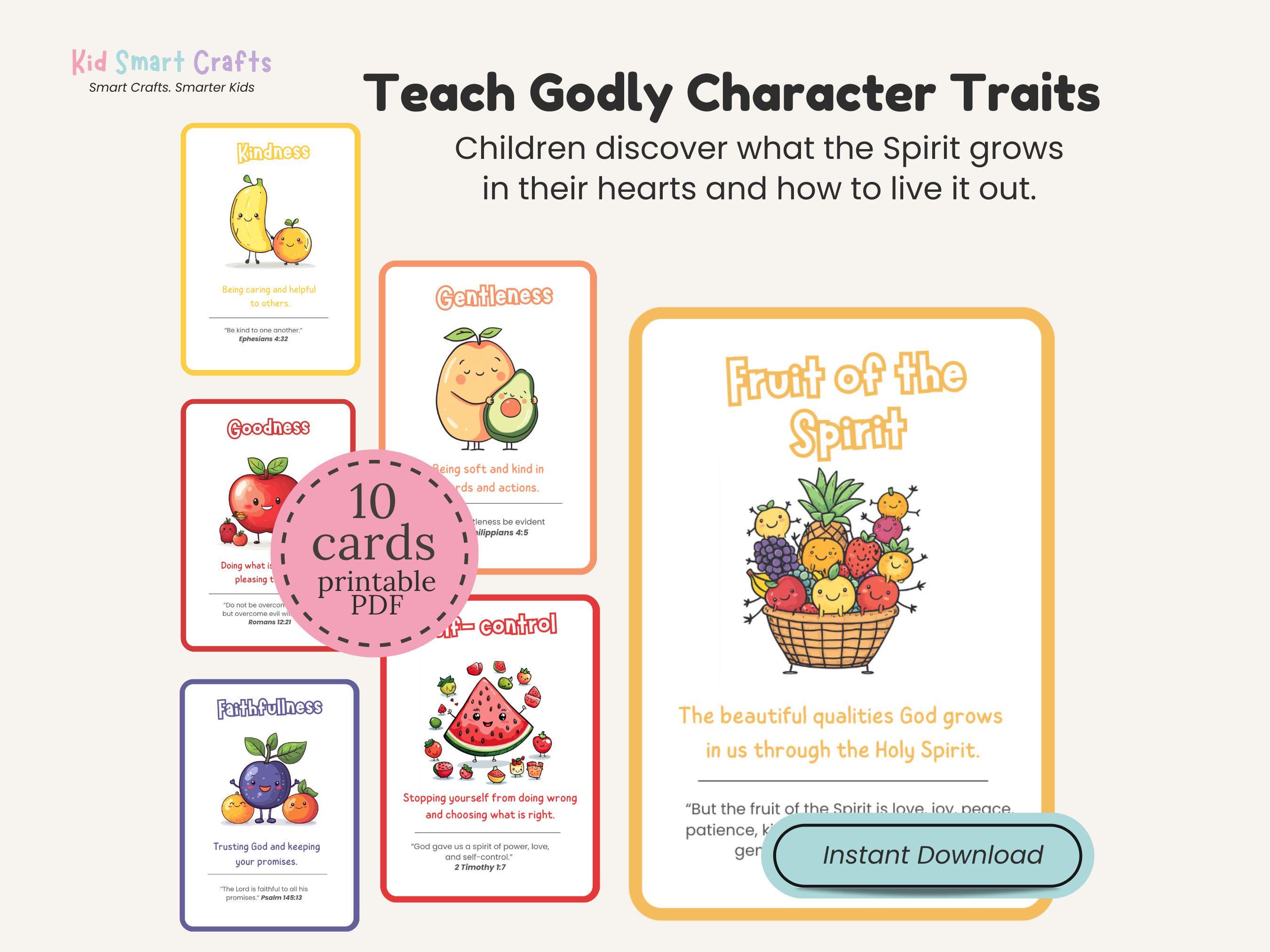 Fruit of the Spirit Flash Cards Bible Verses for Christian Kids Godly ...