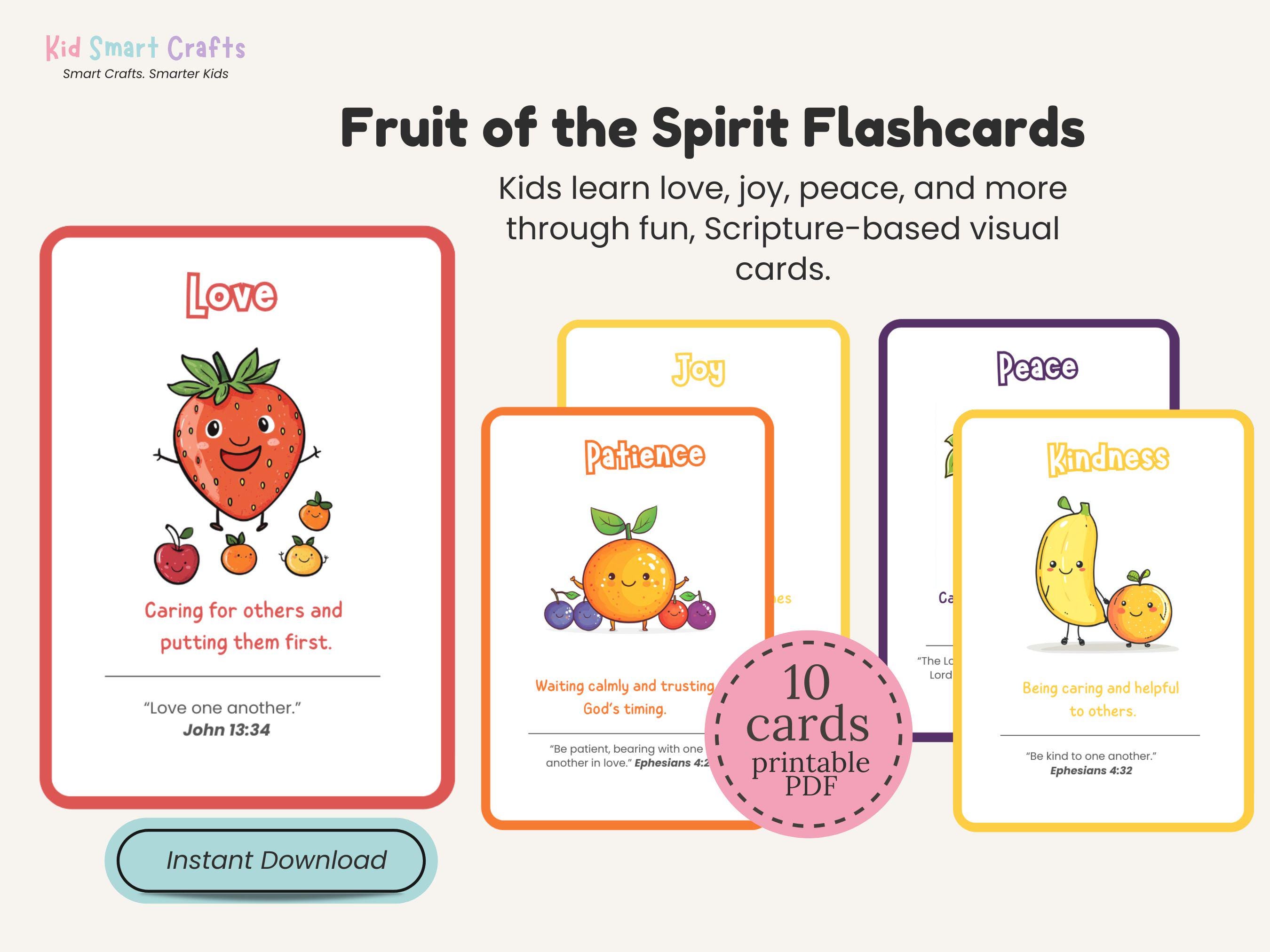 Fruit of the Spirit Flash Cards Bible Verses for Christian Kids Godly ...