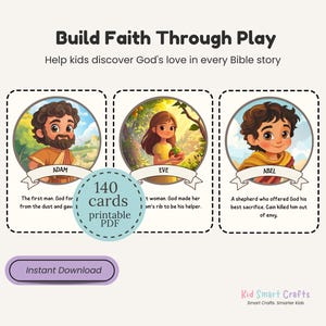 Bibelfiguren Flash-Karten für christliche Kinder, lustige Bibelstunden, Werkzeug aus dem alten und neuen Testament für die Homeschool- und Sonntagsschul-Ressource Bild 2