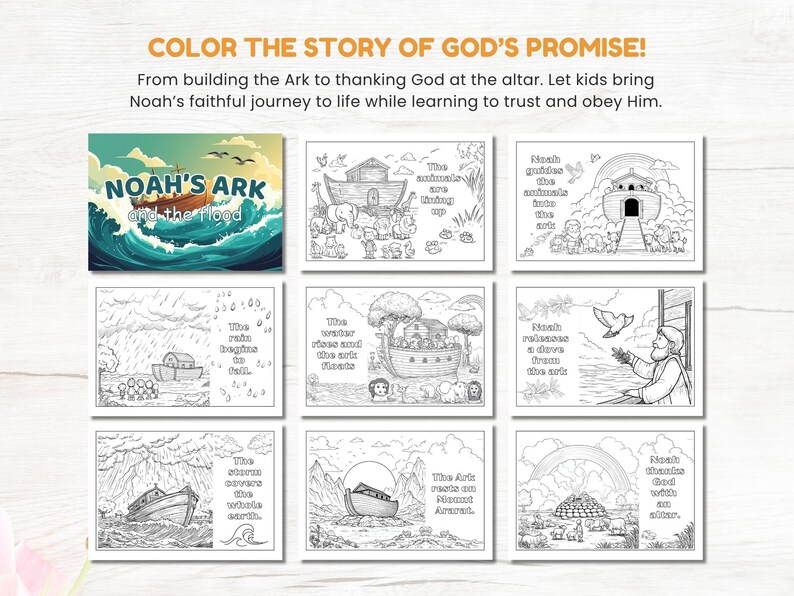 Noah's Ark Bible Story Printable Sheets Noah’s Ark Christian Coloring ...