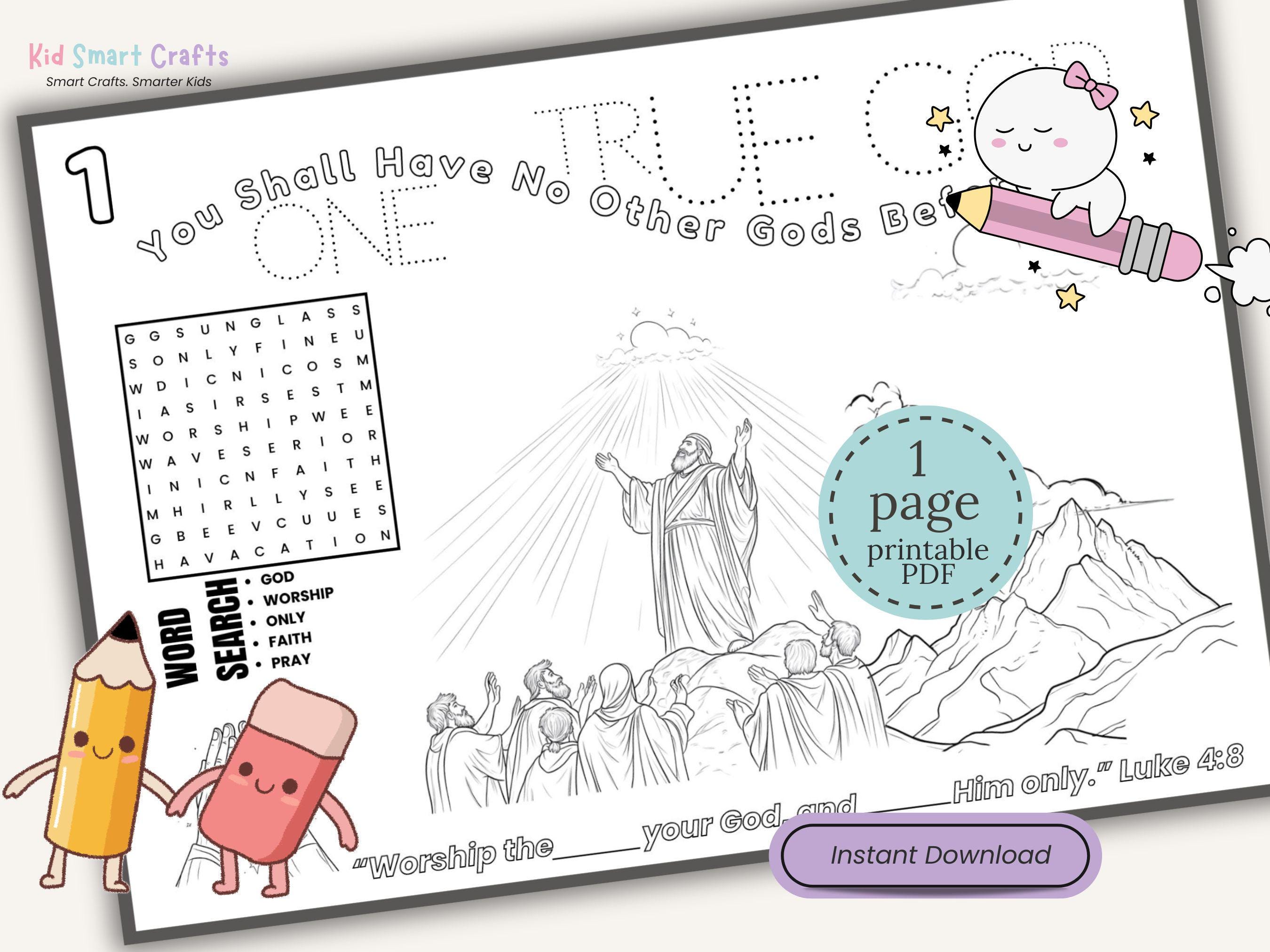 The First Three Commandments Worksheet.pdf First Commandment From Ten Commandments Coloring Placemat for Kids ...