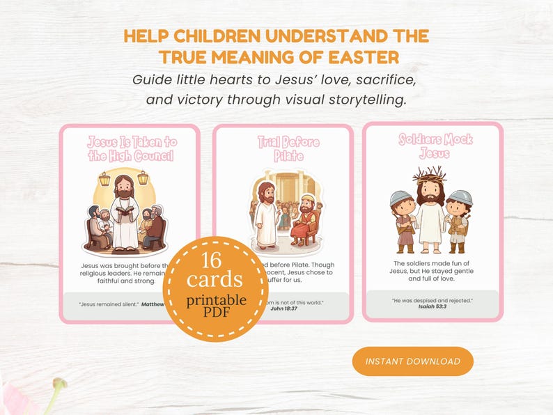 Christian Easter Printable Jesus Resurrection Story Cards Pack for ...