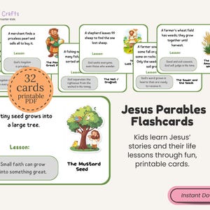 Jesus Parables Printable Flash Cards for Christian Kids Fun Bible Study Guide Faith-Filled Learning Game for Sunday School and Homeschool