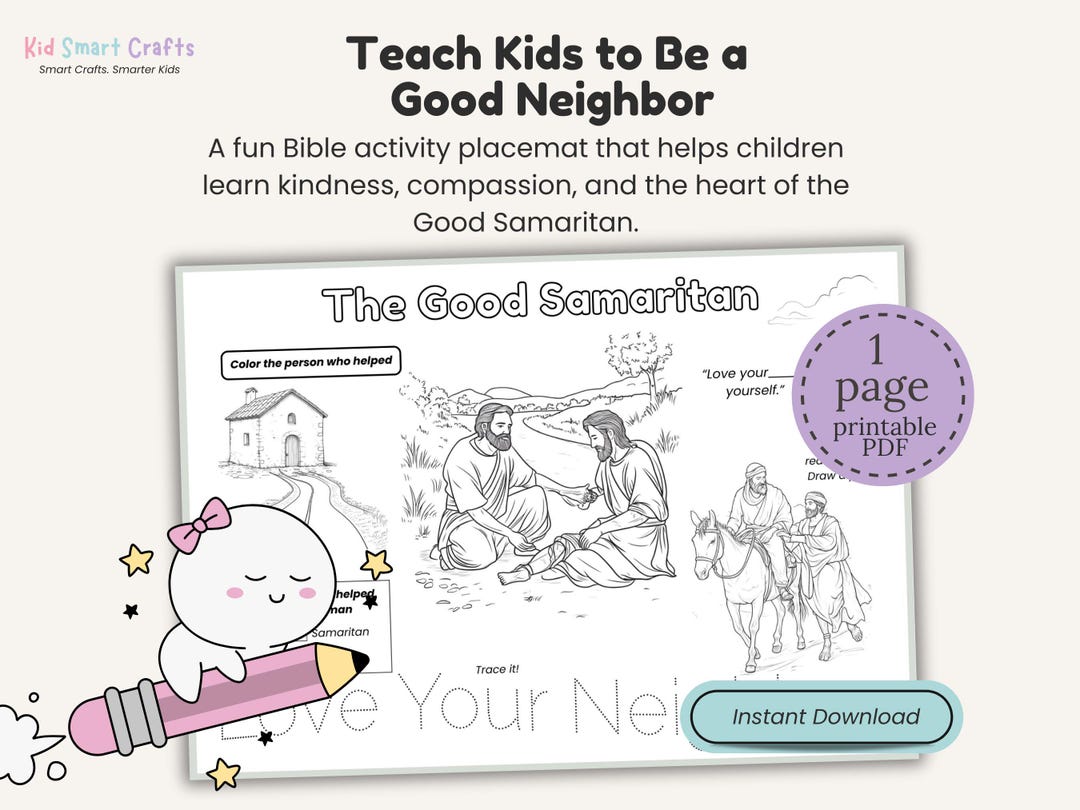 The Good Samaritan Activity Placemat for Kids Bible Story Printable ...