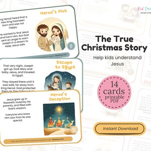 Nativity Story Sequencing Cards Set Jesus' Birth Storytelling Printable Bible Activity Pack Christmas Activity for Sunday School Resource