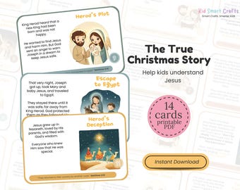 Nativity Story Sequencing Cards Set Jesus' Birth Storytelling Printable Bible Activity Pack Christmas Activity for Sunday School Resource