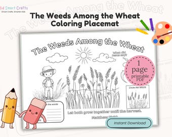 Jesus Parable The Weeds Among the Wheat Coloring Placemat Kids Bible Activity Faith-Based Quiet Time Sunday School and Homeschool Printable