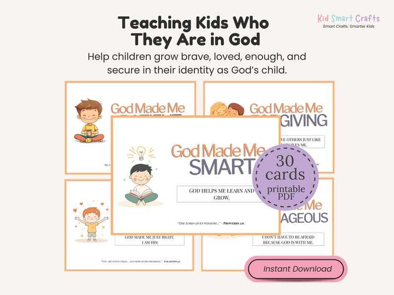 Scripture-Based Printable Affirmation Flashcards Bible Verse Daily Reminders Cards for Kids and Christian Moms For Homeschool Activity image 2