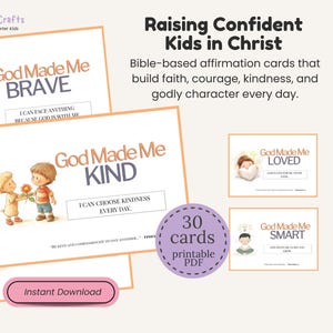 Tarjetas de afirmación imprimibles basadas en las Escrituras, recordatorios diarios de versículos bíblicos para niños y mamás cristianas, actividades para la educación en casa.