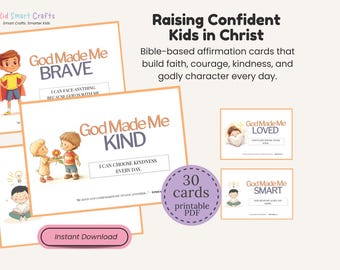 Scripture-Based Printable Affirmation Flashcards Bible Verse Daily Reminders Cards for Kids and Christian Moms For Homeschool Activity