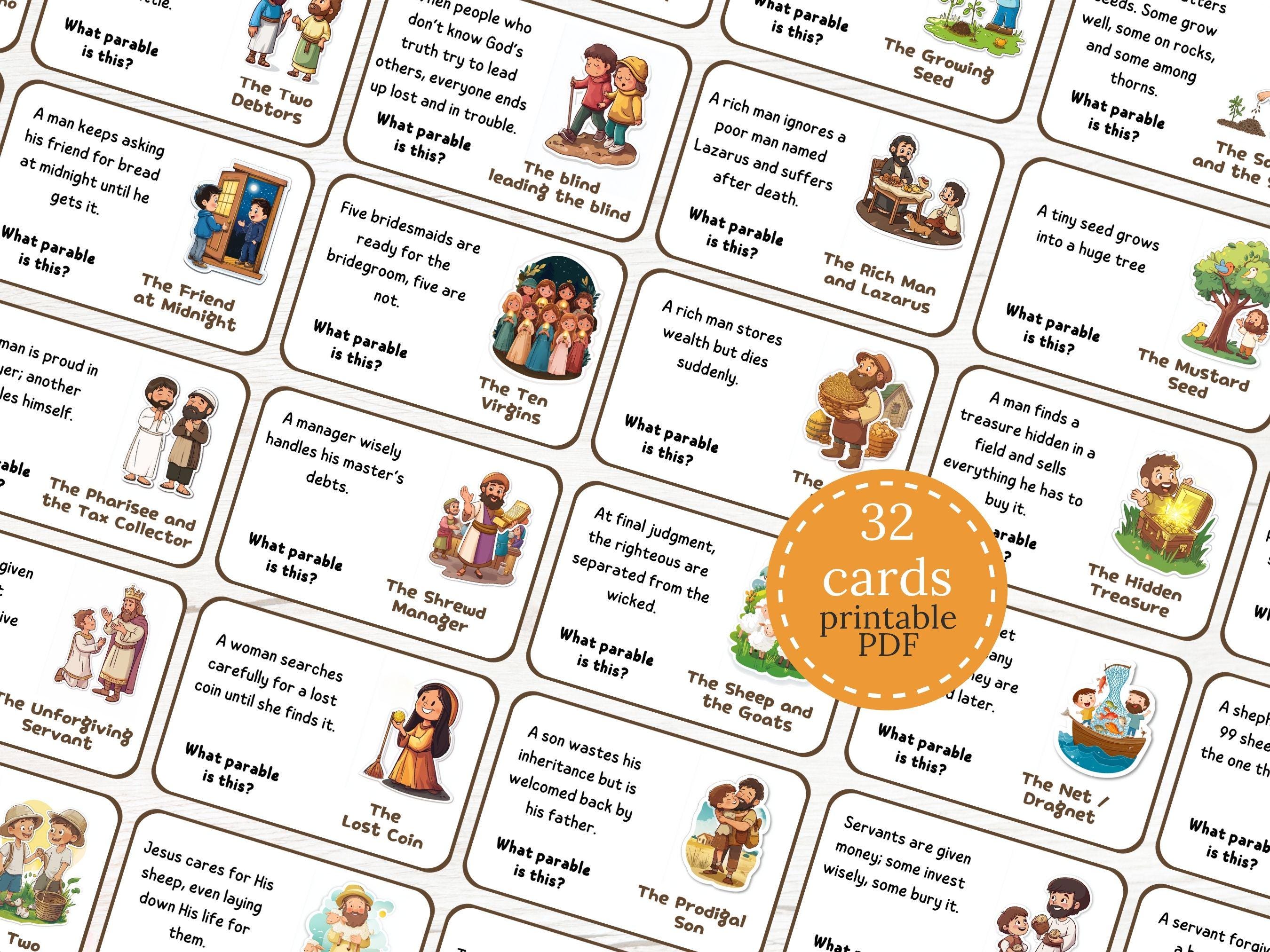 Jesus Parables Guessing Game Cards Fun Bible Games for Christian Kids ...