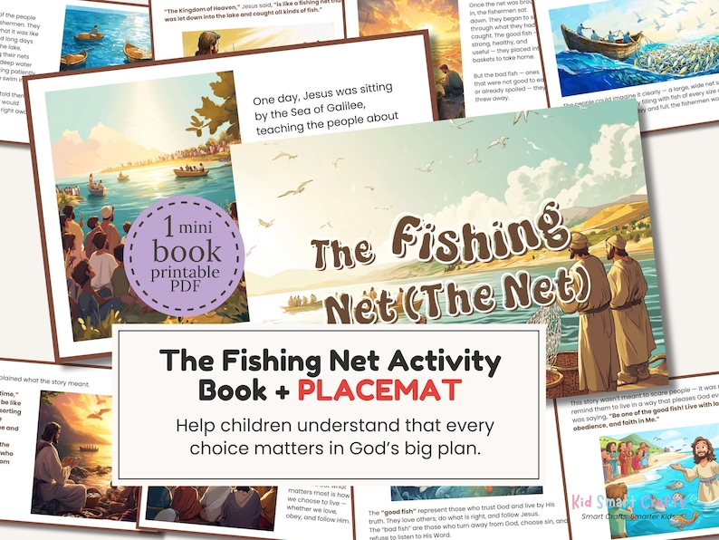Fish Net Worksheet The Fishing Net Bible Activity Pack for Kids Jesus Parable of the Net ...