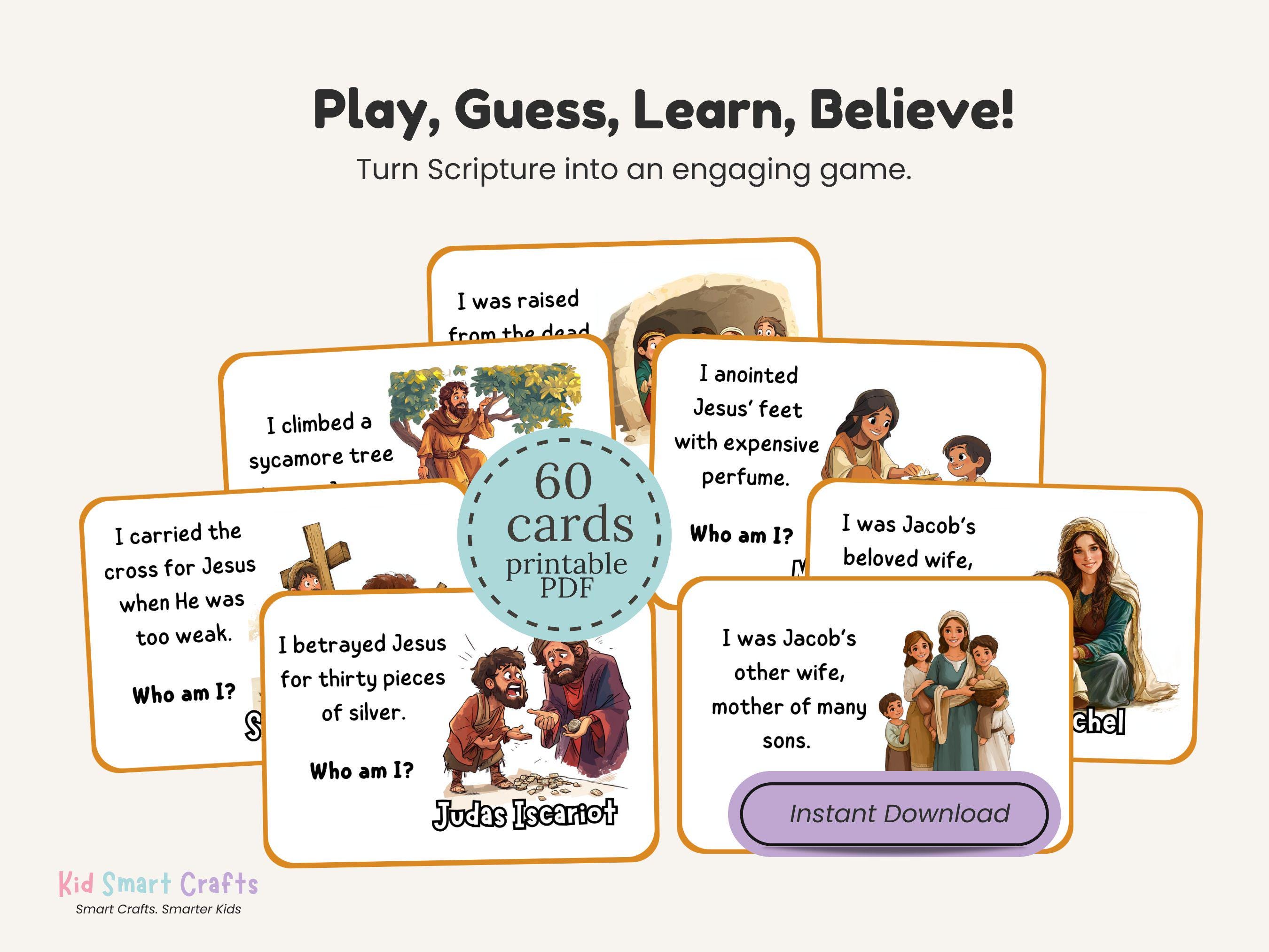 Guess the Bible Character Flash Cards Bible Games for Kids Christian ...