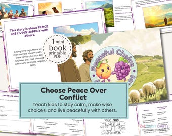 Fruit of the Spirit Grapes Peace Kids Bible Activity Pack Abram and Lot Bible Story Christian Printable Lesson for Homeschool Worksheet Pack