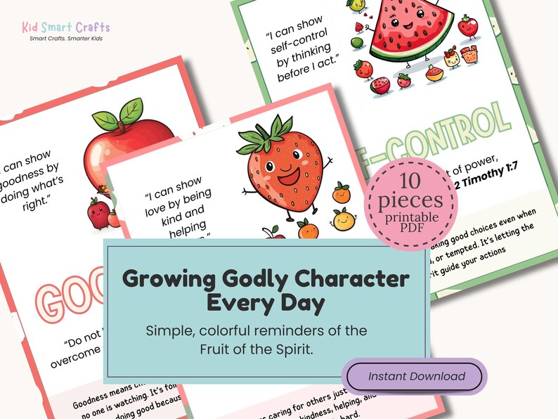 Fruits of the Spirit Wall Art Bible Verse Posters Christian Kids Room ...