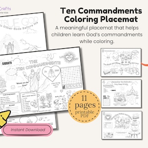 Die Zehn Gebote Bibel Färbung Aktivität Spielmatte für Kinder Bibel Färbung Arbeitsblatt Christian Kinder Färbung Arbeitsbuch Sonntagsschulstunde