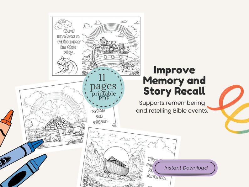 Noah’s Ark Bible Story Sequencing Coloring Pages for Kids Christian ...