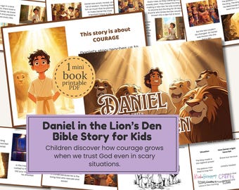Daniel in the Lion’s Den Bible Story Mini Book Printable Bible Lesson for Christian Kids Sunday School & Homeschool Lesson Bible Study Pack