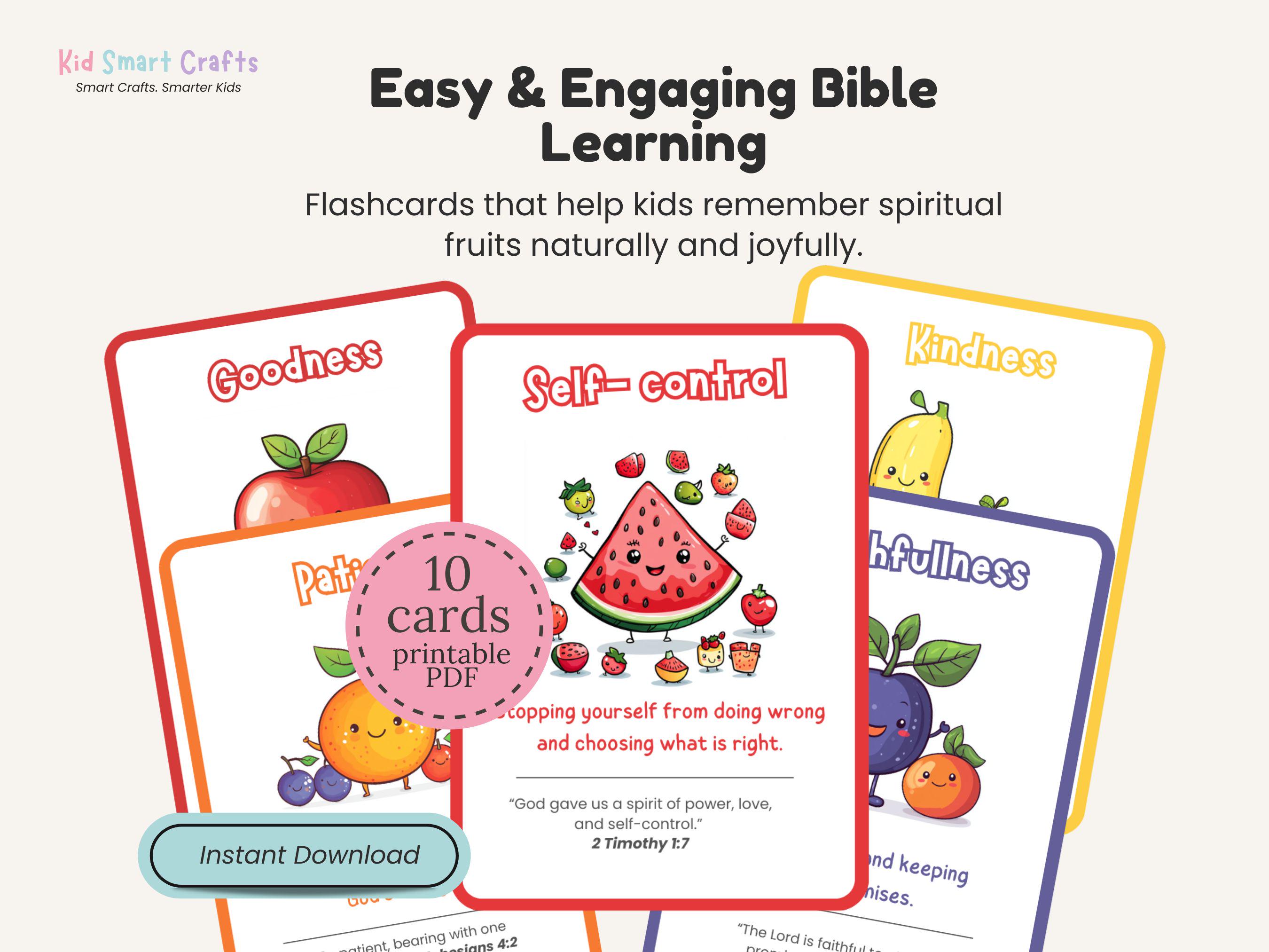 Fruit of the Spirit Flash Cards Bible Verses for Christian Kids Godly ...