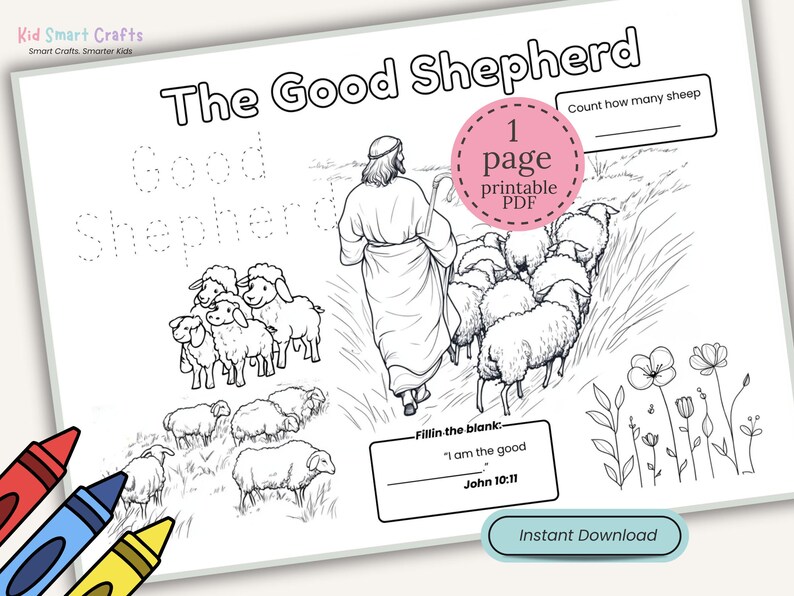 Jesus Parable the Good Shepherd Coloring Placemat for Kids Bible ...