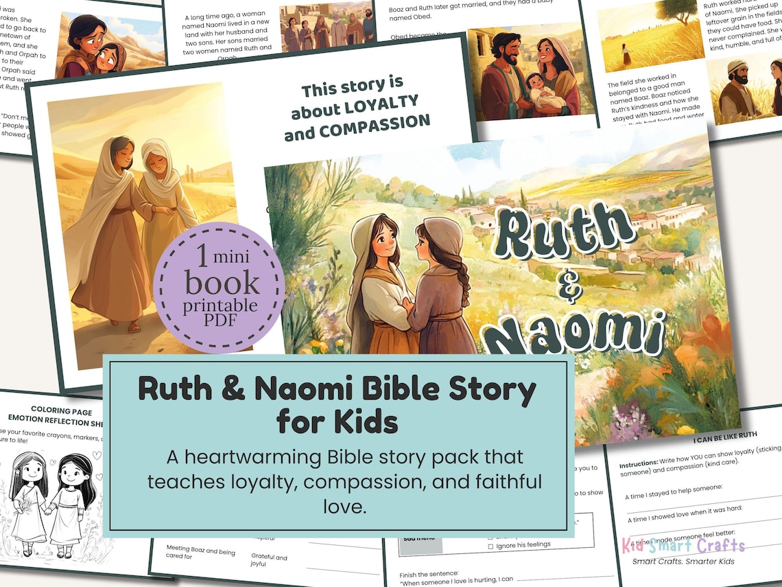 Ruth and Naomi Bible Story for Kids Bible Lesson Printable Christian ...