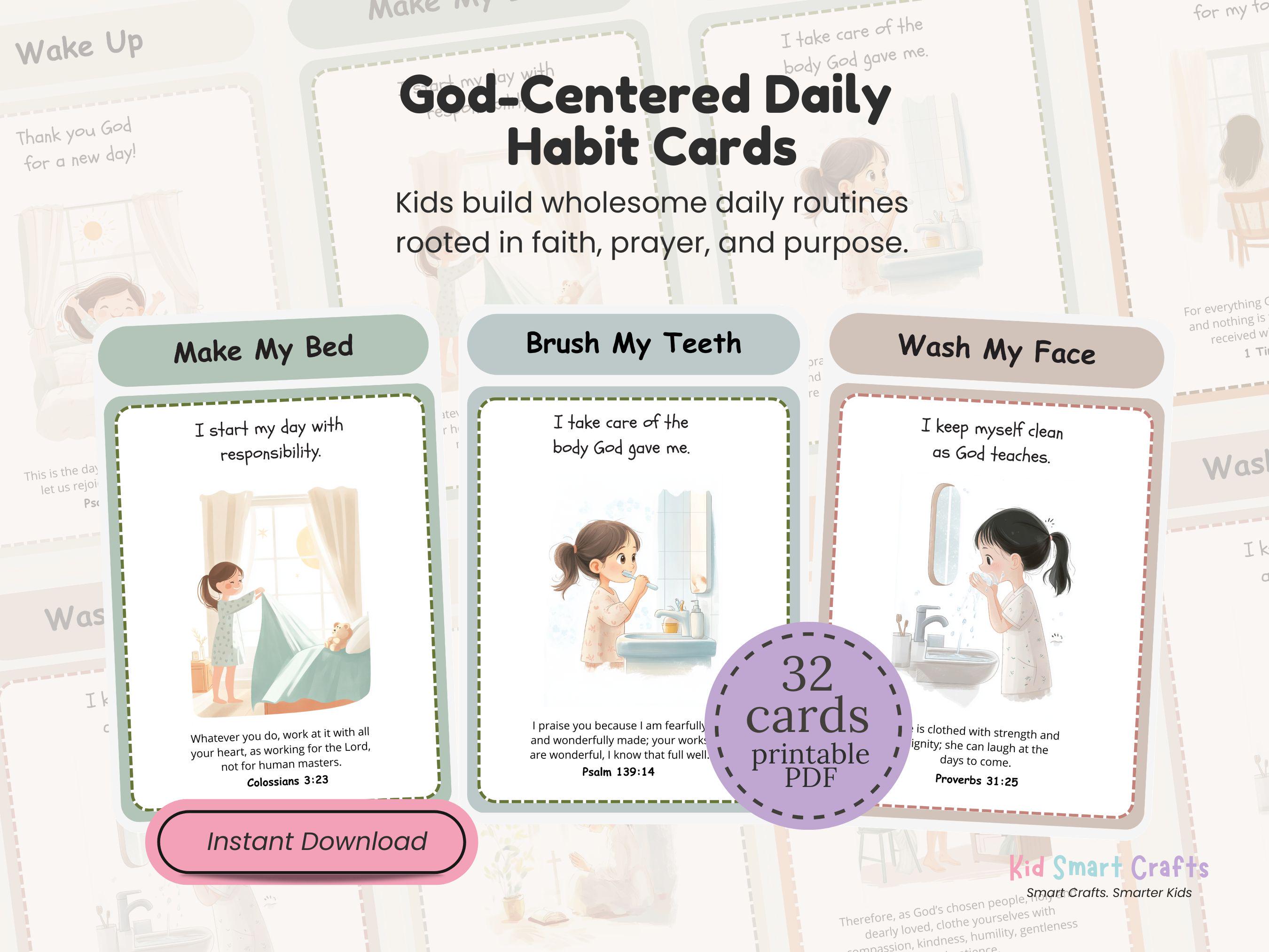 Printable Daily Routine Cards for Kids Christian Visual Schedule Set ...