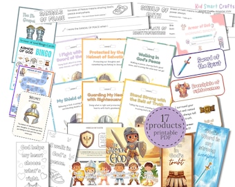 SUPER BUNDLE Armor of God Bible Lesson Pack for Christian Kids and Christian Educators Faith-Filled Lesson with Games Crafts and Flashcards