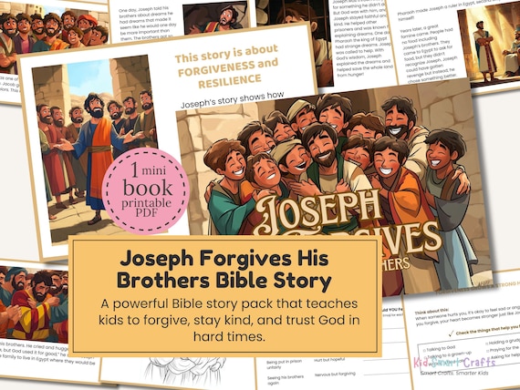 Joseph Forgives His Brothers Bible Story for Kids Bible Activity Teaching Mercy & Forgiveness Sunday School Homeschool Christian Printable