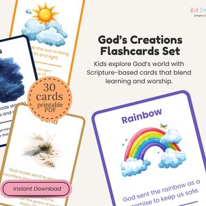Tarjetas de las Escrituras Imprimibles Tarjetas de las Creaciones de Dios Tarjetas de Devoción con Versículos Bíblicos para Niños Cristianos Actividades de Educación en el Hogar y Escuela Dominical
