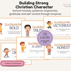 Scripture-Based Printable Affirmation Flashcards Bible Verse Daily Reminders Cards for Kids and Christian Moms For Homeschool Activity image 3