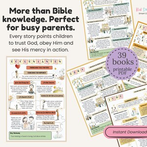 Old Testament Bible Book Summaries Christian Printable for Kids Bible ...