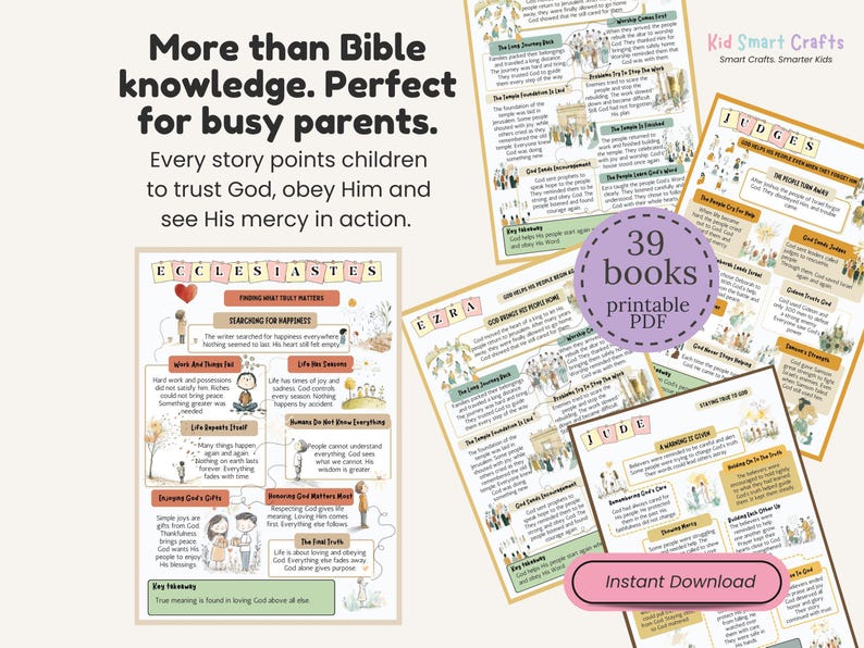 Old Testament Bible Book Summaries Christian Printable for Kids Bible ...