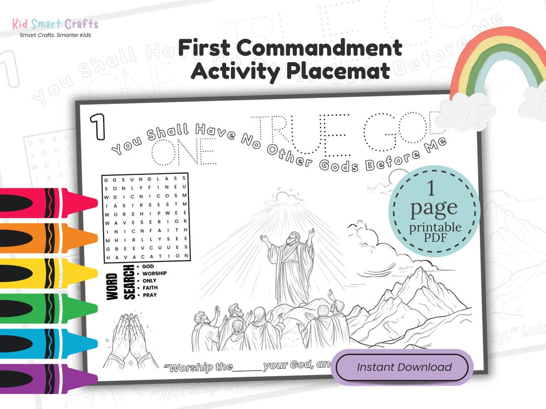 The First Three Commandments Worksheet.pdf First Commandment From Ten Commandments Coloring Placemat for Kids ...