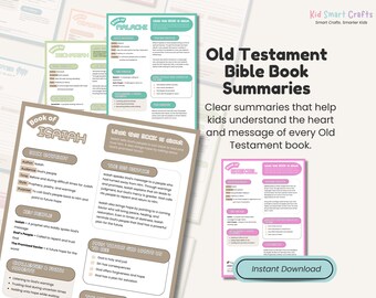 Old Testament Bible Book Summary Printable Worksheets for Christian Kids Bible Chapter Summary and Chapter Notes, Kids Bible Study Journal
