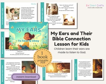 My Ears: Kids Bible Lesson Printable Bible Study for Kids Bible Story About Samuel Listening God Stories for Sunday School Lesson Resource