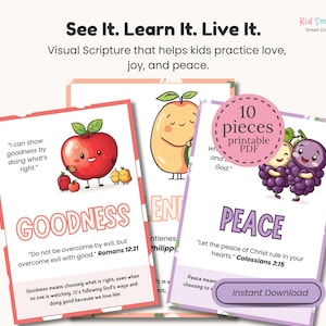 Fruits of the Spirit Wall Art Bible Verse Posters Christian Kids Room ...