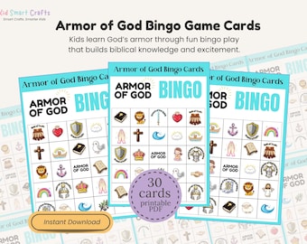 Armor of God Bingo Game Printable Christian Bible Game for Christian Kids Fun Faith-Filled Game for Sunday School and Homeschool or VBS
