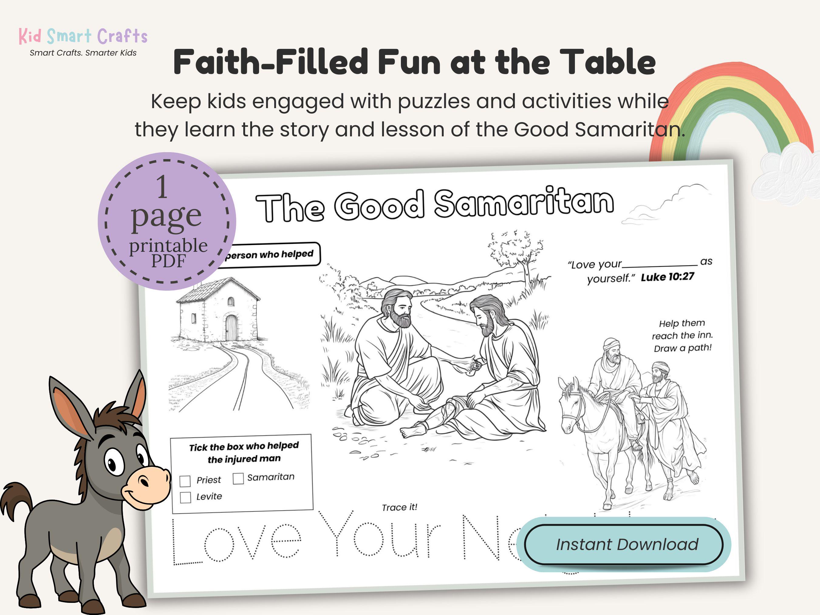The Good Samaritan Activity Placemat for Kids Bible Story Printable ...