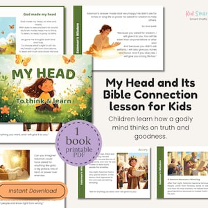 My head: Kids Bible Lesson Printable Bible Study Guide Christian Bible Lesson on Godly Character Building & Wisdom for Sunday School Lesson