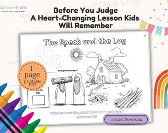 Jesus Parable The Speck and the Log Coloring Placemat for Kids Bible Lesson Christian Printable Coloring Lesson Activity for Sunday School