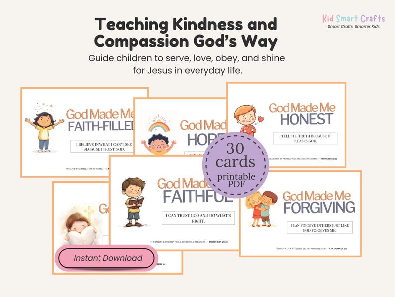 Scripture-Based Printable Affirmation Flashcards Bible Verse Daily Reminders Cards for Kids and Christian Moms For Homeschool Activity image 6