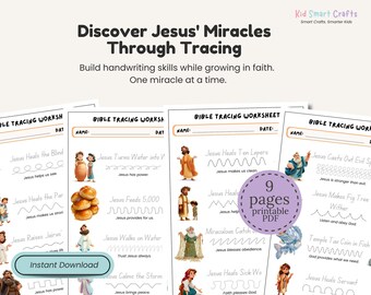 Jesus Miracles Bible Tracing Activity Chrisitan Bible Printable for Kids Christian Preschool Tracing Worksheet for Homeschool Learning Pack